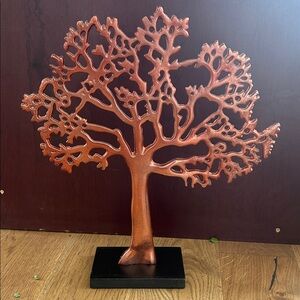 15" Decorative Metal Tree Sculpture - Copper Finish